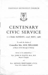 Hadfield Methodist Church Centenary Civic Service Programme