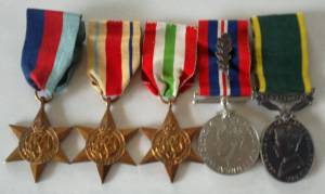 Medals awarded to Signalman Noel Hadfield in WW2