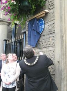The unveiling of the Matthew Ellison Hadfield blue plaque