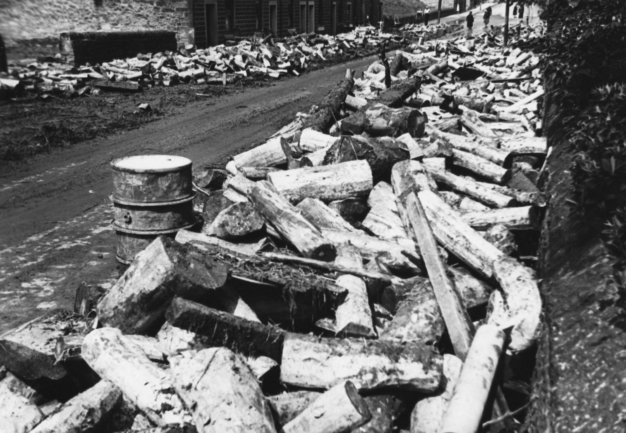 Photograph of Logs in Dinting in 1944 floods