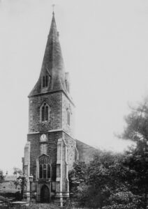 Photograph of the spire of All Saints Parish Church, Old Glossop
