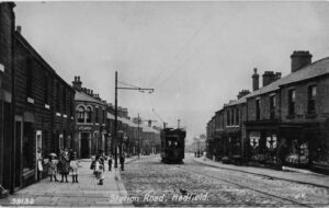 Photograph of Tram on Station Road, Hadfield