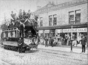 Photograph of tram at Sellers, High Street East