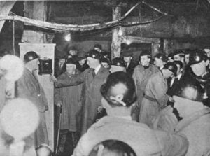 Photograph of the final blast in the Woodhead tunnel