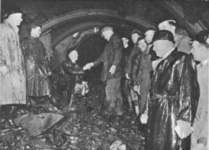 Photograph of the final blast in the Woodhead tunnel