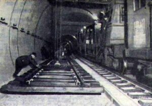 Photograph of the widening of the Wooodhead tunnel