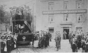 Photograph of the Inaugural tram at The Queen's