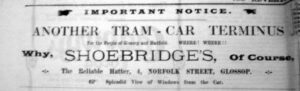 Shoebridge's Tram Advert