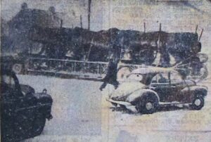 Photograph of a lorry in the snow 1958