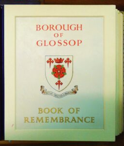 Page from the Borough of Glossop Book of Remembrance for World War Two