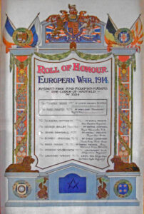 Photograph of Hadfield Masonic Lodge Roll of Honour 1914-1918
