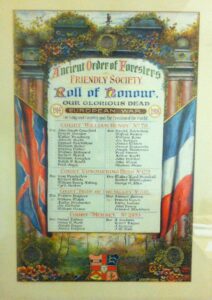 Photograph of the Roll of Honour of the Ancient Order of Foresters Friendly Society, Glossop