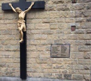 Photograph of the War Memorial in St Charles Borromeo church, Hadfield