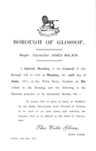 Glossop Borough Council minutes June 1911