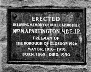 Plaque on the Partington Memorial Shelter