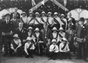 Photograph of morris dancing team at Whitfield Well 1928
