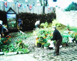 Photograph of preparations for Whitfield Well Dressing 1995