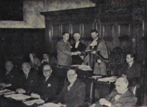Photograph of the Council Chamber in Glossop Town Hall 1957