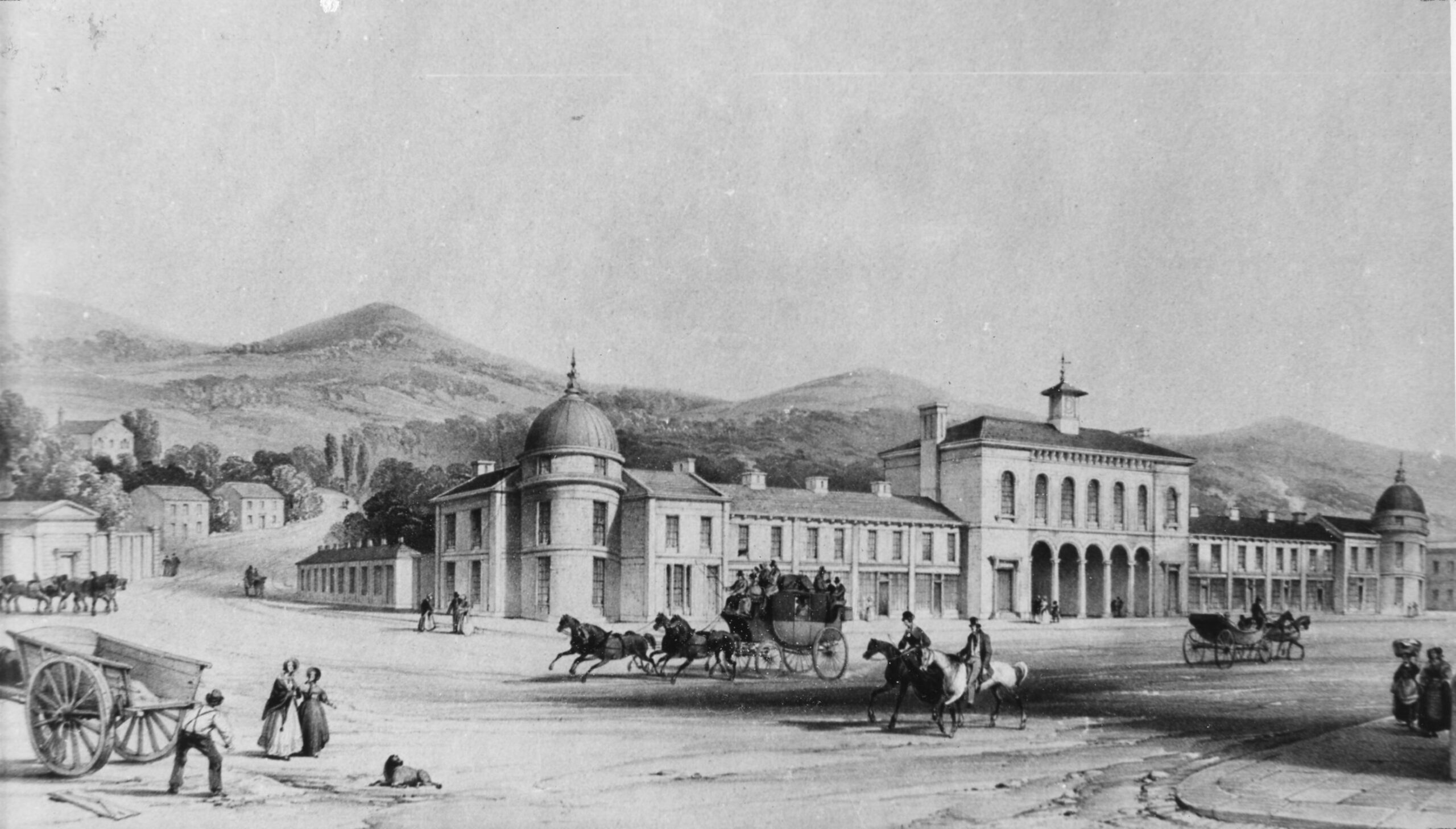 Engraving of Glossop Town Hall c1840