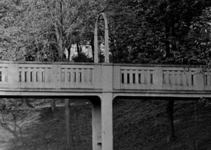 Photograph of the Coronation footbridge at Sandholes, post 1928