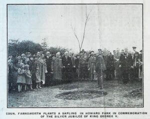 Photograph of the planting of a Royal Oak in Howard Park 1937