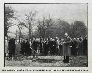 Photograph of the planting of a Royal Oak in Manor Park 1937