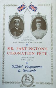 Cover of the programme for Mr Partington's Coronation Fete 1911