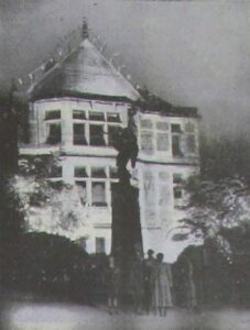 Photograph of Hadfield Hall floolit for the Coronation 1953