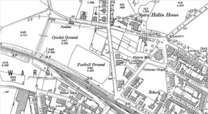 OS map 1897 showing the North Road Cricket Ground, Glossop