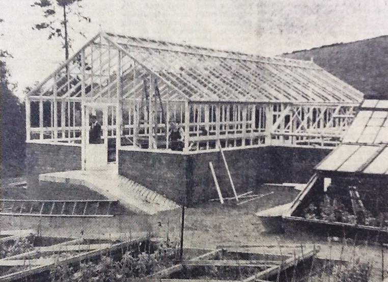 Photograph of the new greenhouse at Howard Park, 1956