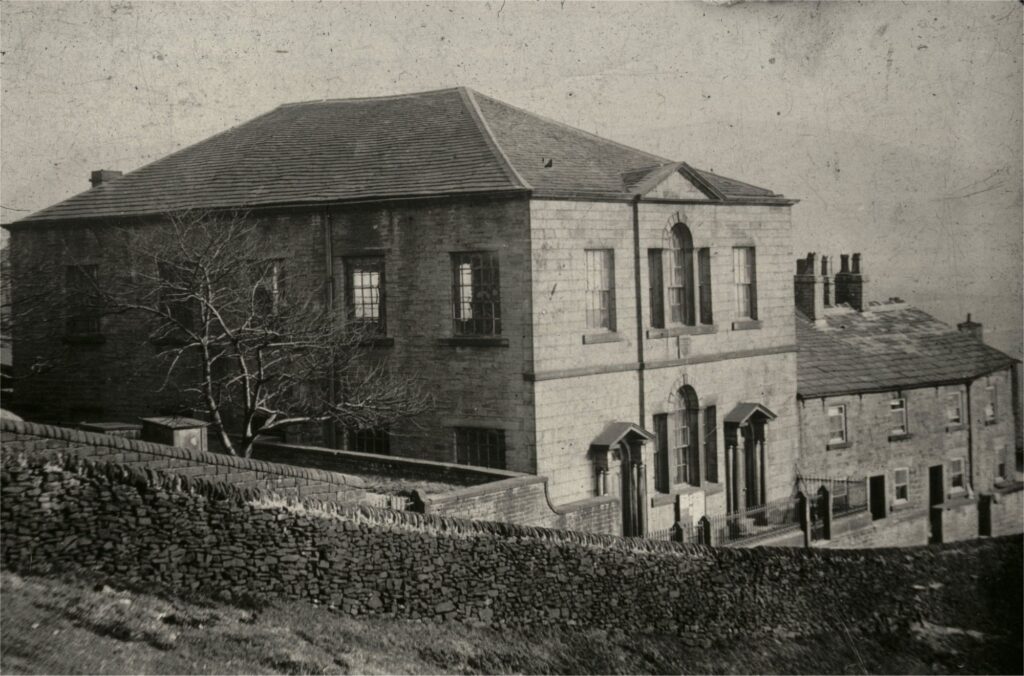 Black and white photograph of Tintwistle Independent Chapel, Tintwistle