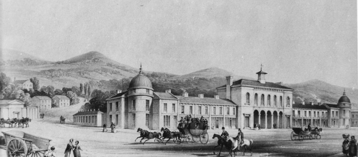Engraving of Glossop Town Hall c1840