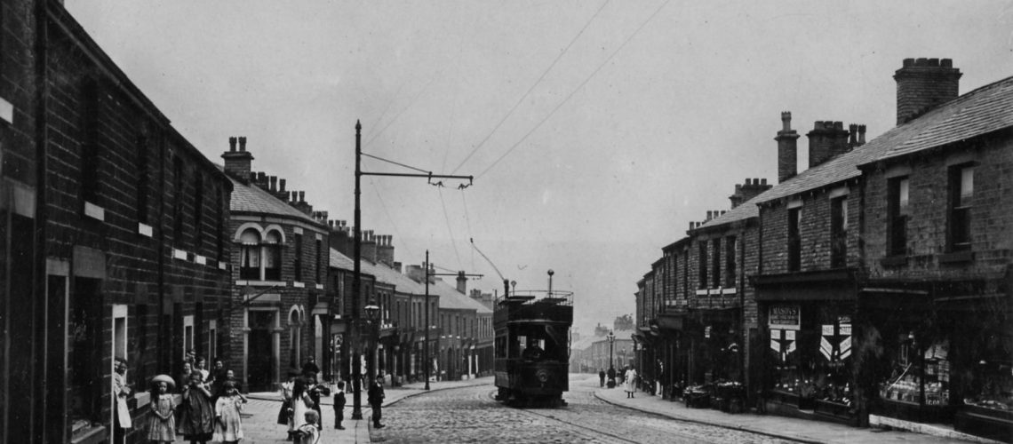 Photograph of Tram on Station Road, Hadfield